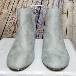 JustFab Fleur Faux Suede Gray Ankle Booties